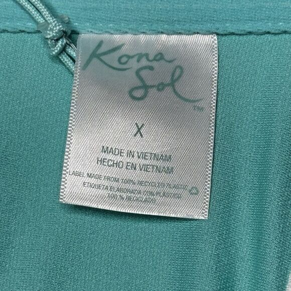 Kona Sol Turquoise Terry Textured Bandeau Binding Bikini Top Size X (14W) NEW! - Picture 9 of 12